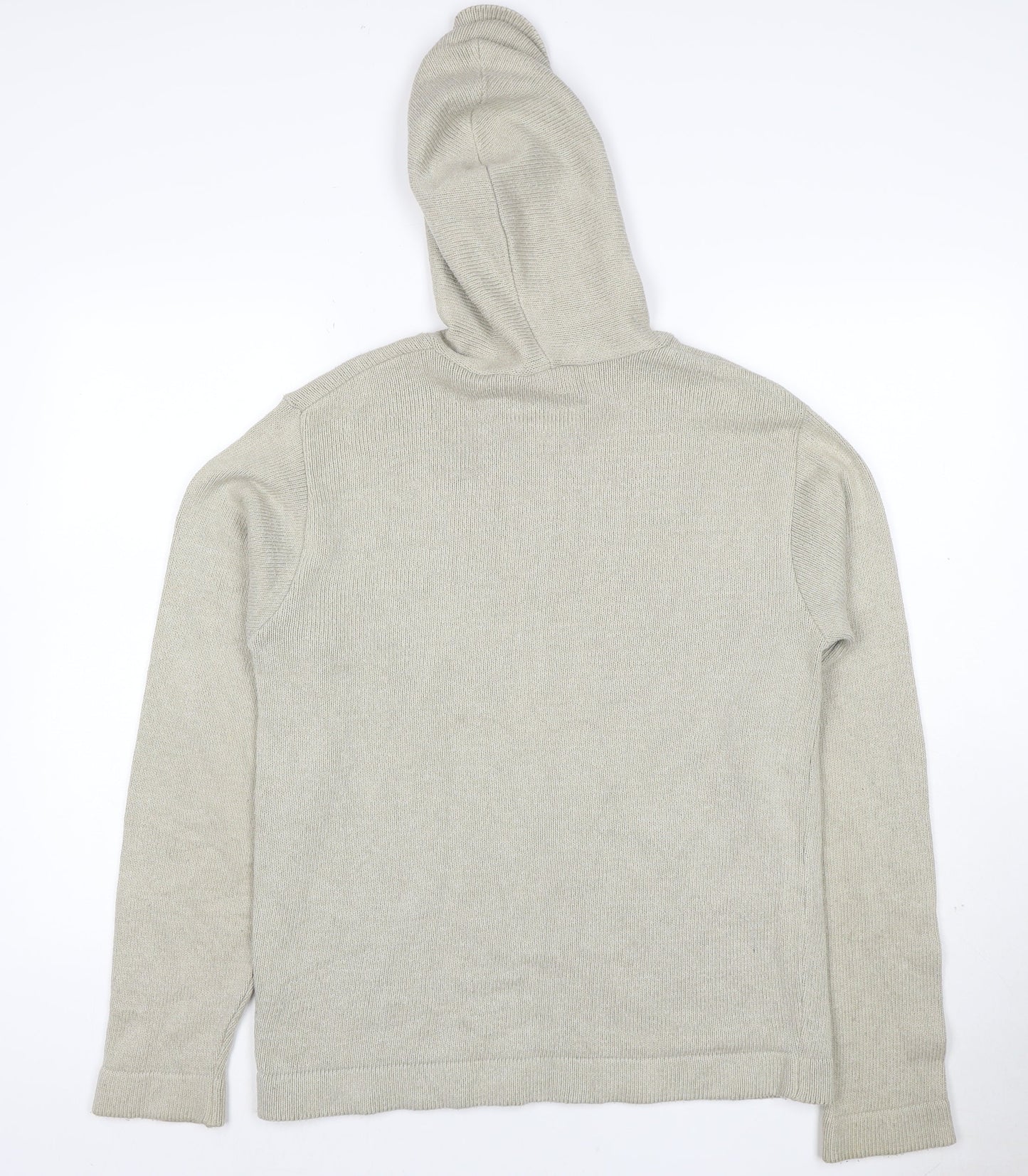 Burton Men’s Beige Full Zip Hooded Knit Jumper Size M