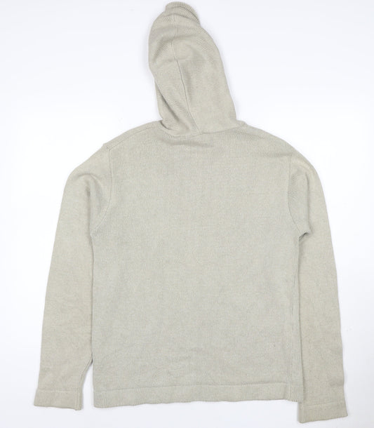 Burton Men’s Beige Full Zip Hooded Knit Jumper Size M