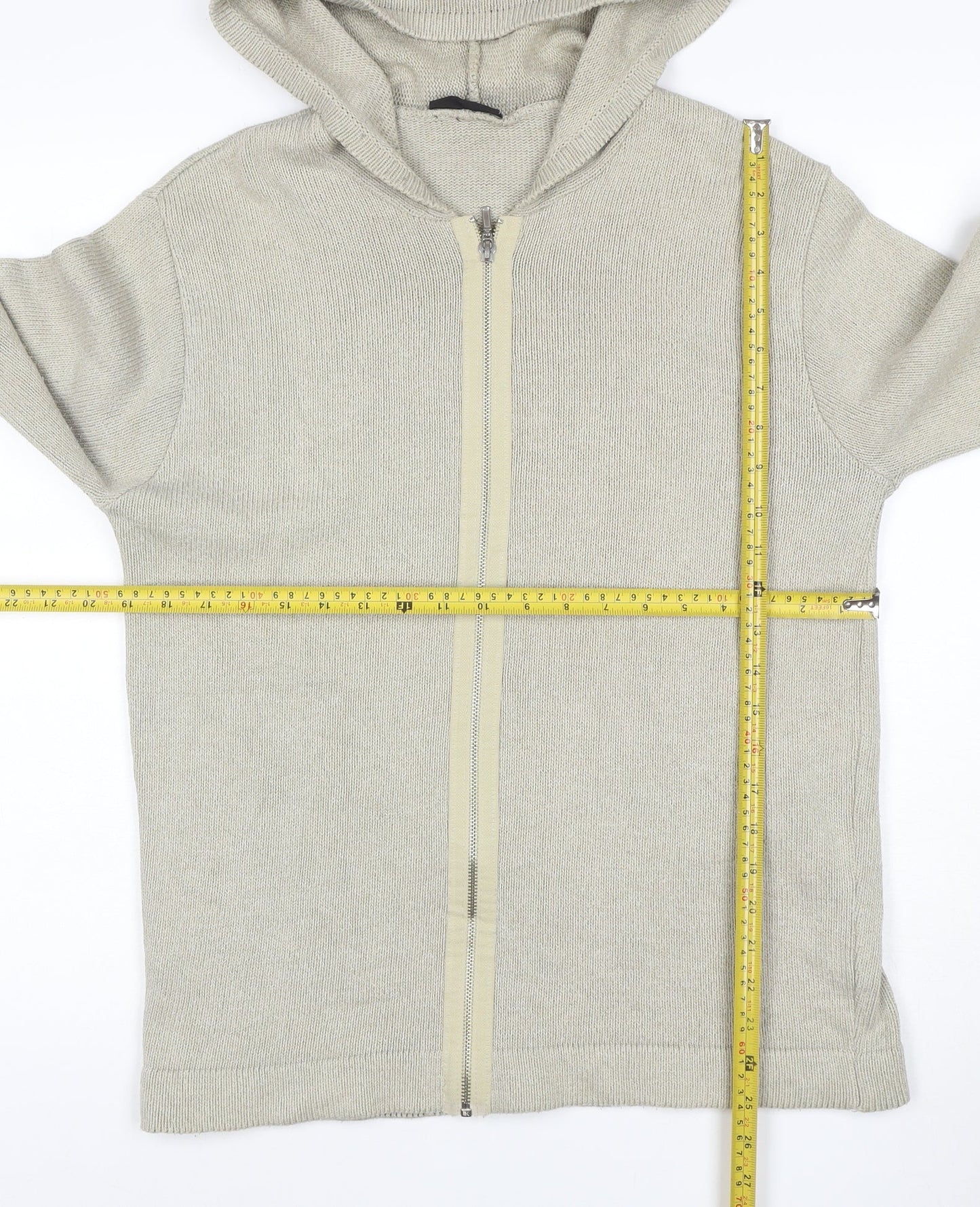 Burton Men’s Beige Full Zip Hooded Knit Jumper Size M