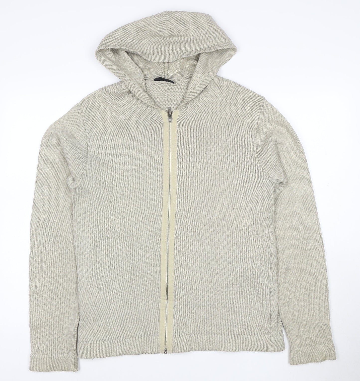 Burton Men’s Beige Full Zip Hooded Knit Jumper Size M