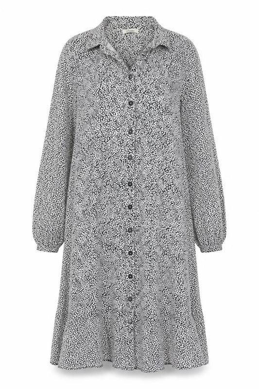 Albaray Womens Black Floral Cotton Long Sleeve Midi Shirt Dress Size 10