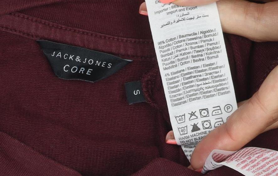 Jack & Jones Men's Red Crew Neck Long Sleeve Pullover Sweatshirt S