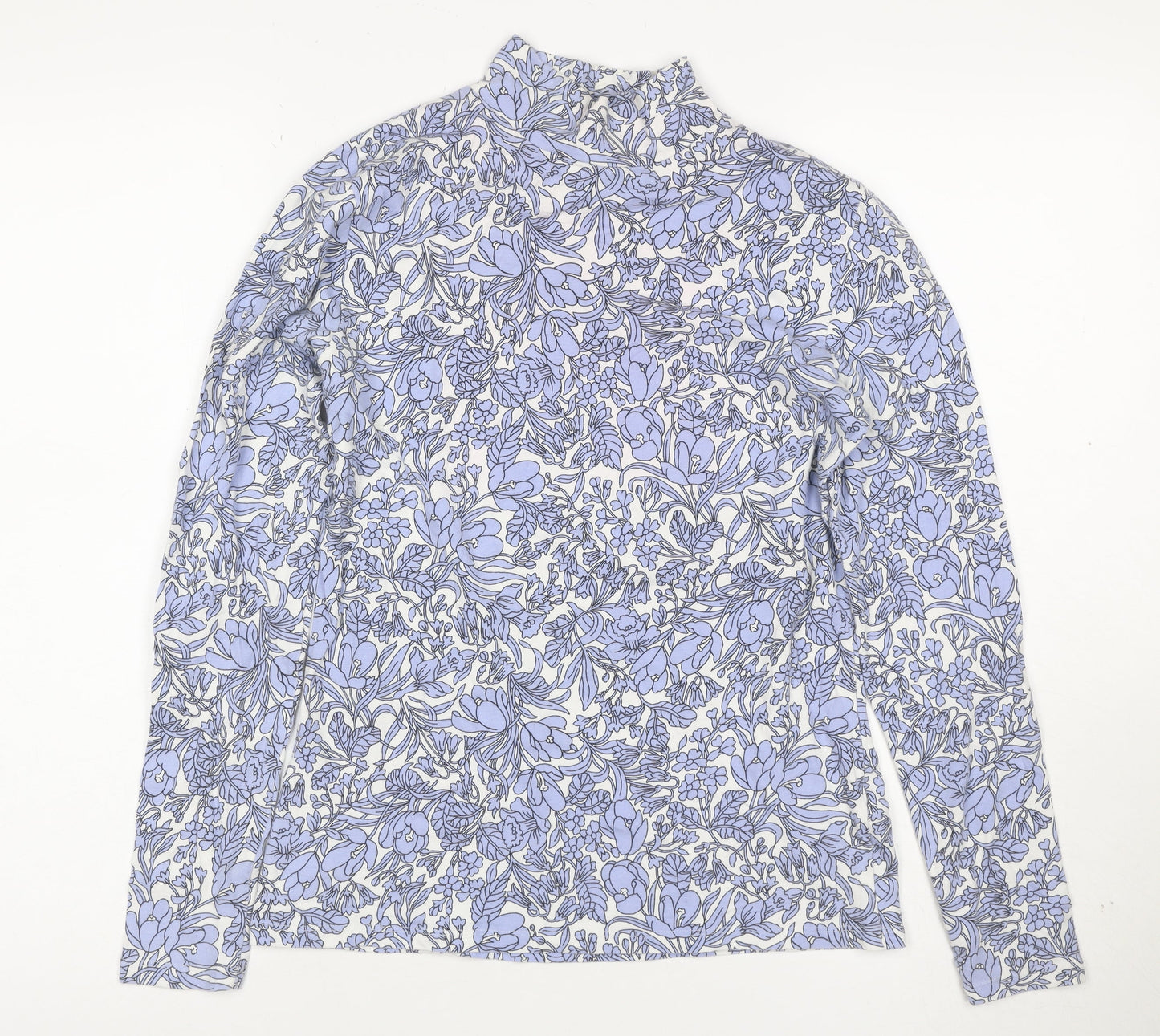 Marks and Spencer Women's Multicoloured Floral Mock Neck Long Sleeve Top Size 10