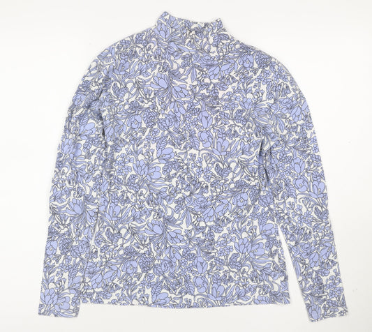 Marks and Spencer Women's Multicoloured Floral Mock Neck Long Sleeve Top Size 10