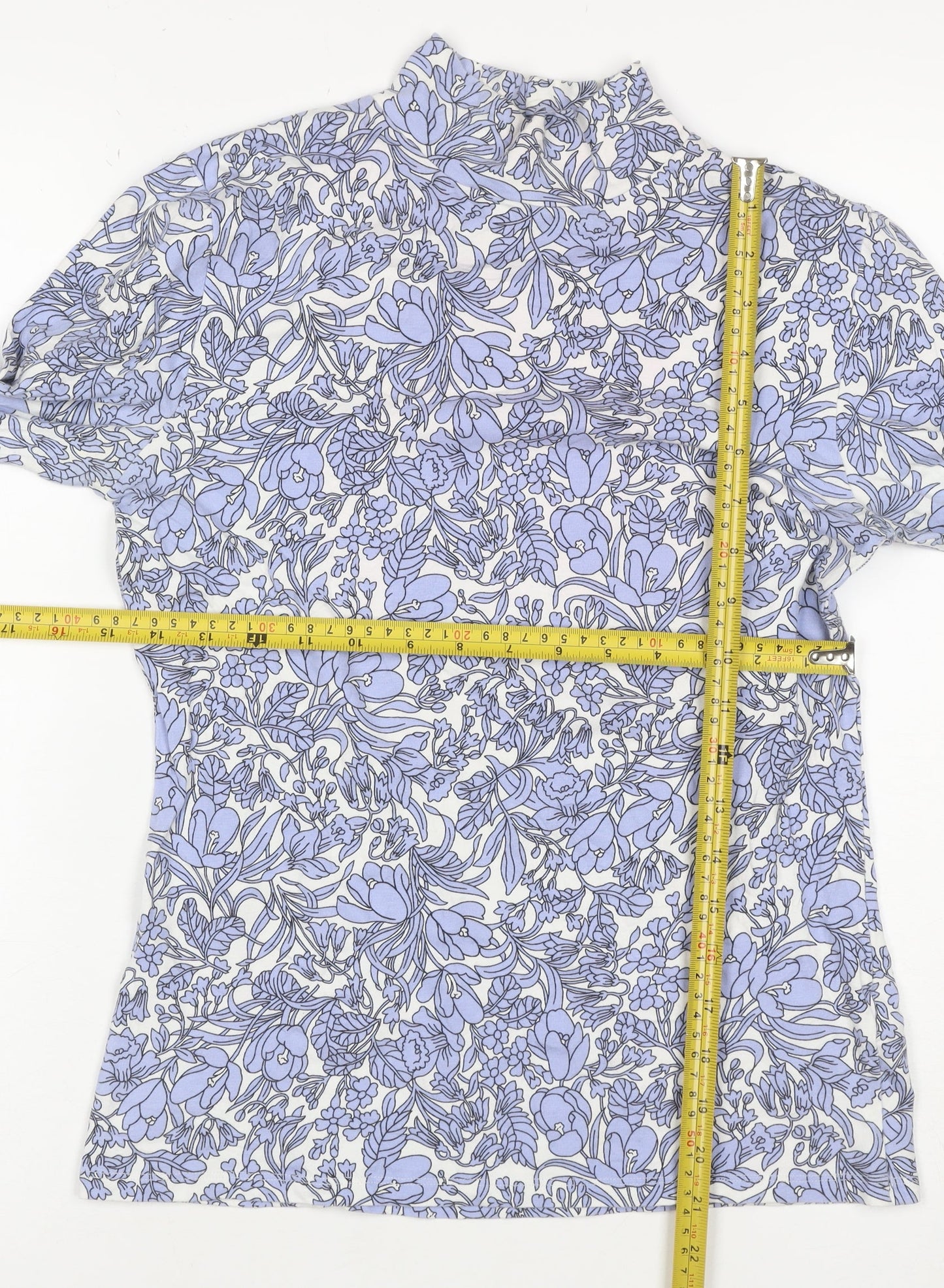 Marks and Spencer Women's Multicoloured Floral Mock Neck Long Sleeve Top Size 10