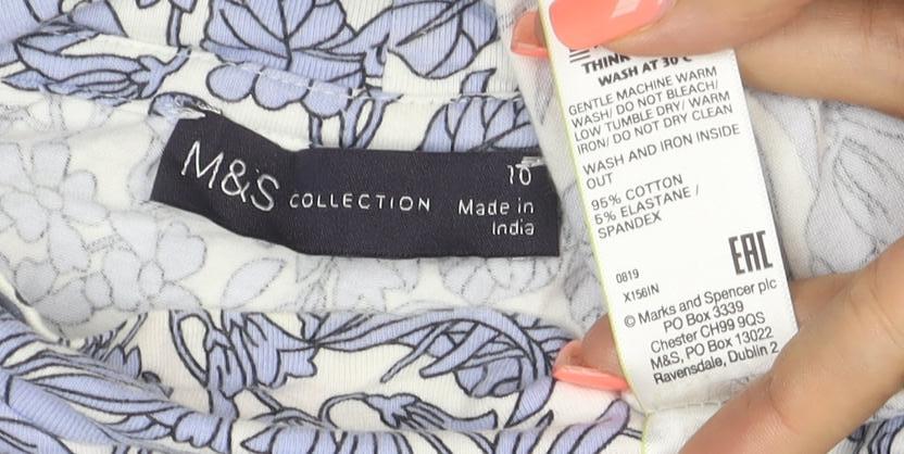Marks and Spencer Women's Multicoloured Floral Mock Neck Long Sleeve Top Size 10