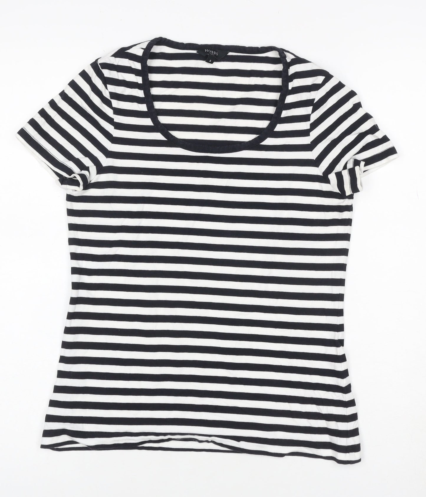 Hobbs Women’s Black White Striped Jersey T-Shirt Size S