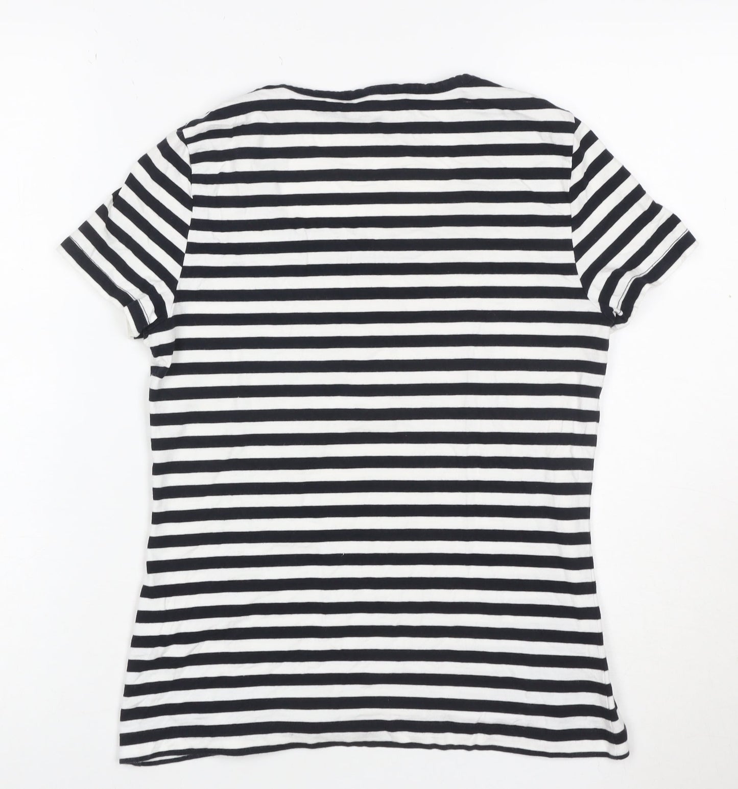 Hobbs Women’s Black White Striped Jersey T-Shirt Size S