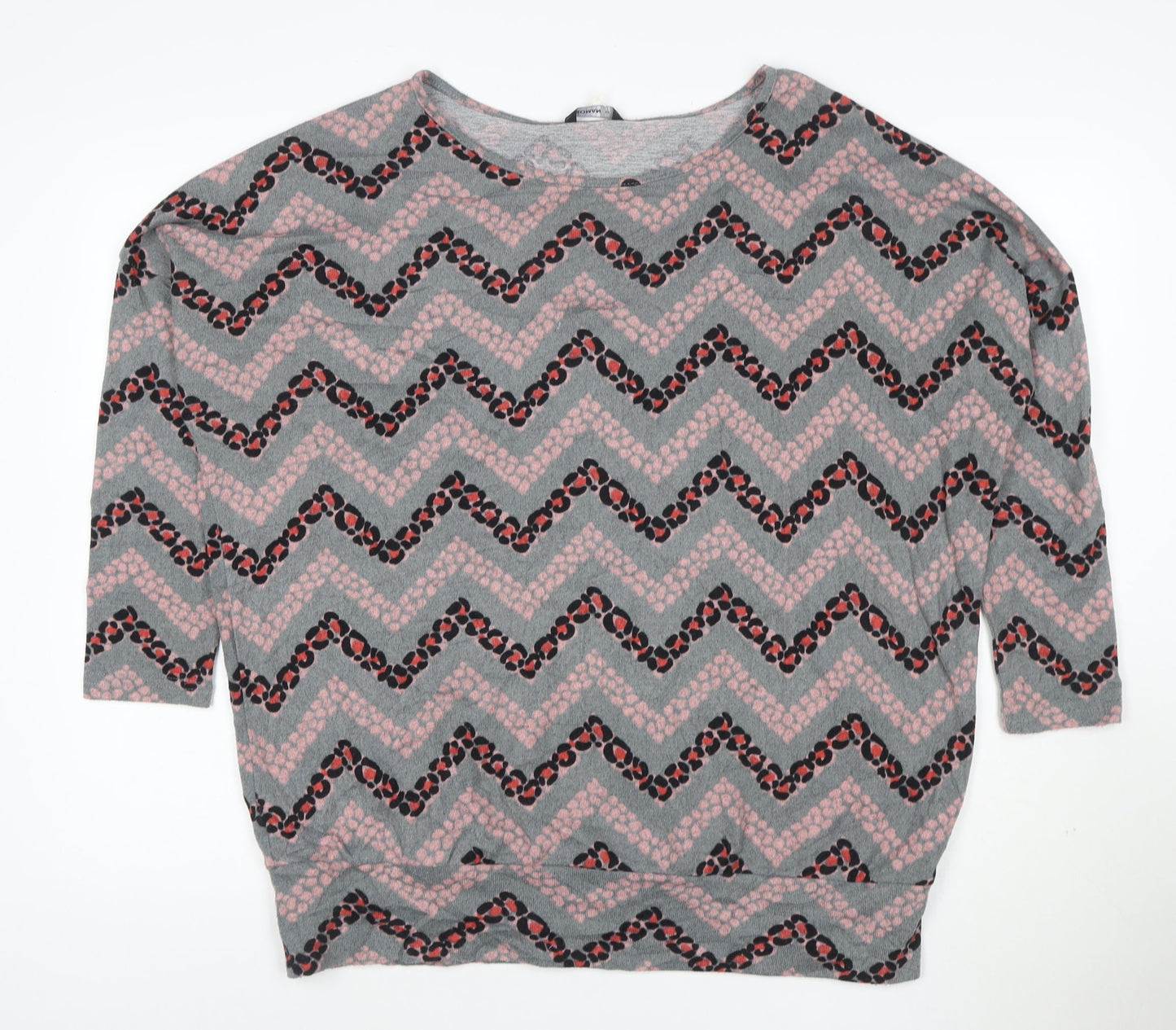 Roman Women Grey Geometric Jersey Tunic Top Size 14