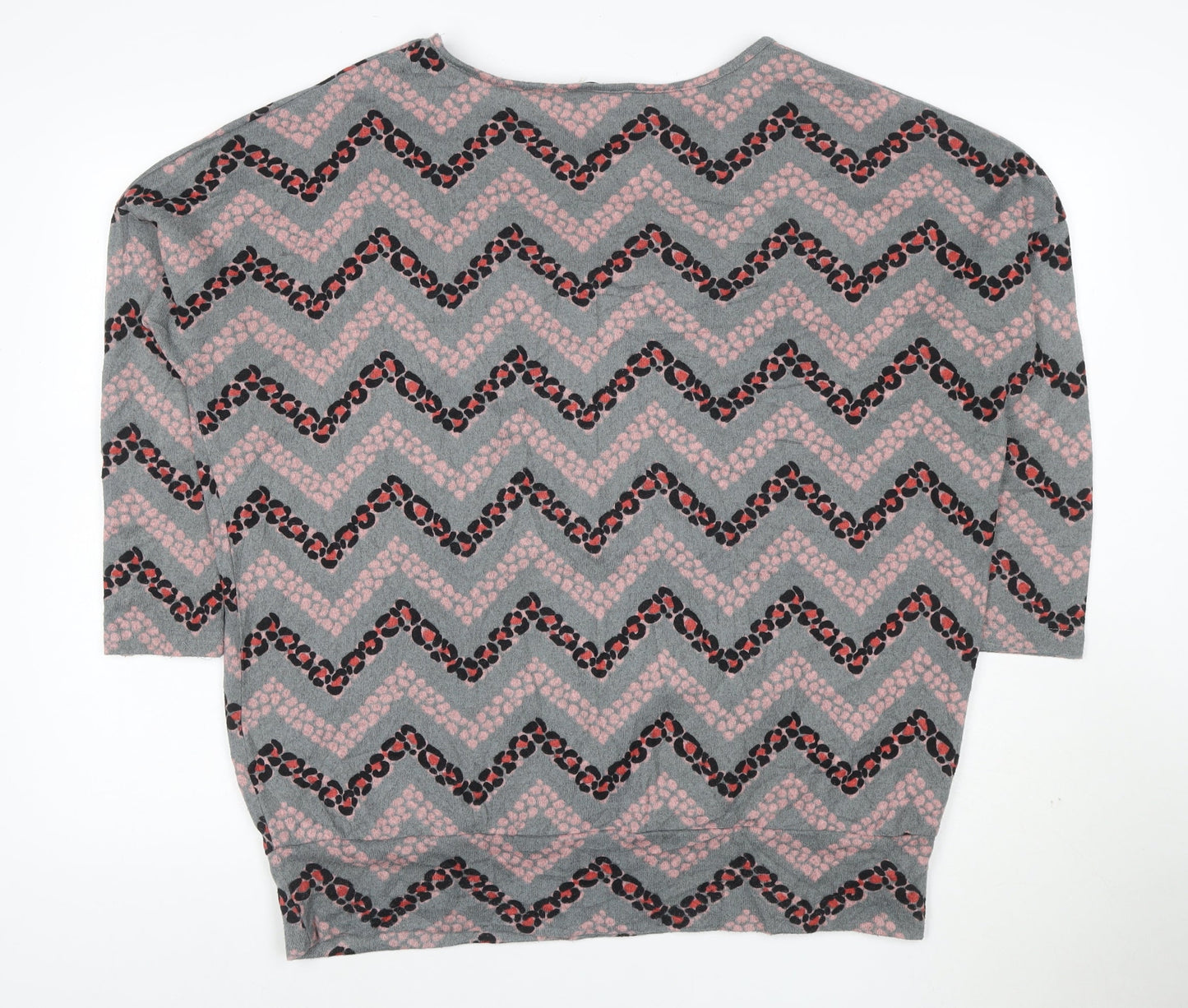 Roman Women Grey Geometric Jersey Tunic Top Size 14