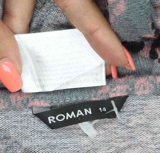 Roman Women Grey Geometric Jersey Tunic Top Size 14