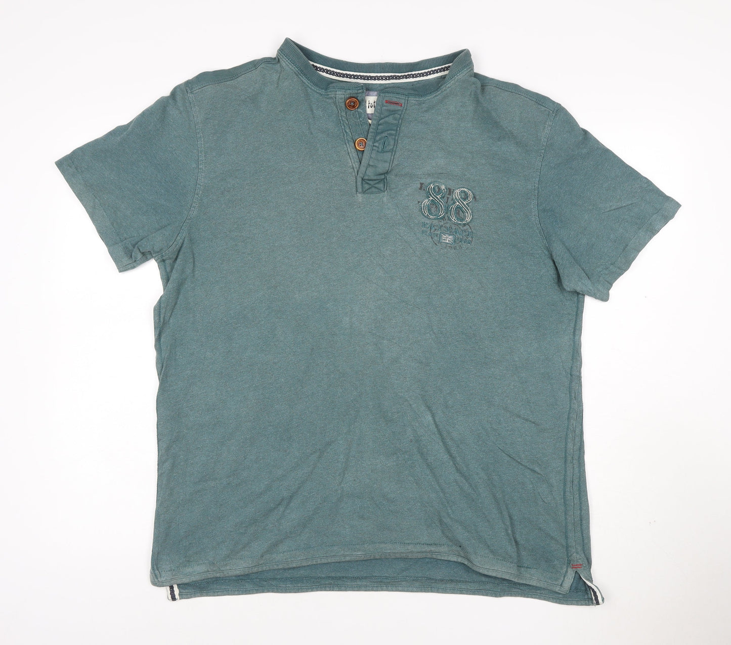 Fat Face Men’s Green Cotton Polo Shirt Size L Short Sleeve