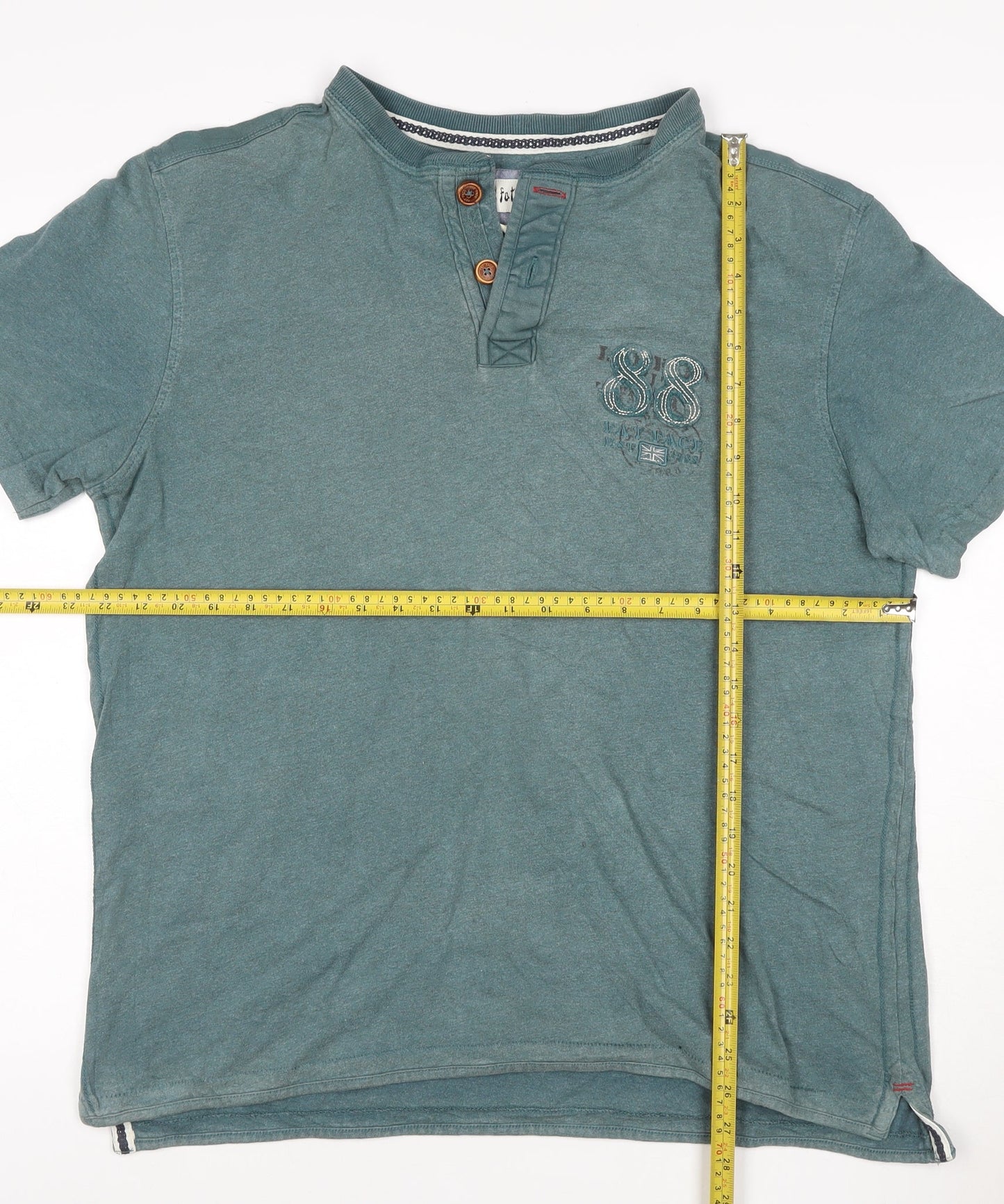 Fat Face Men’s Green Cotton Polo Shirt Size L Short Sleeve