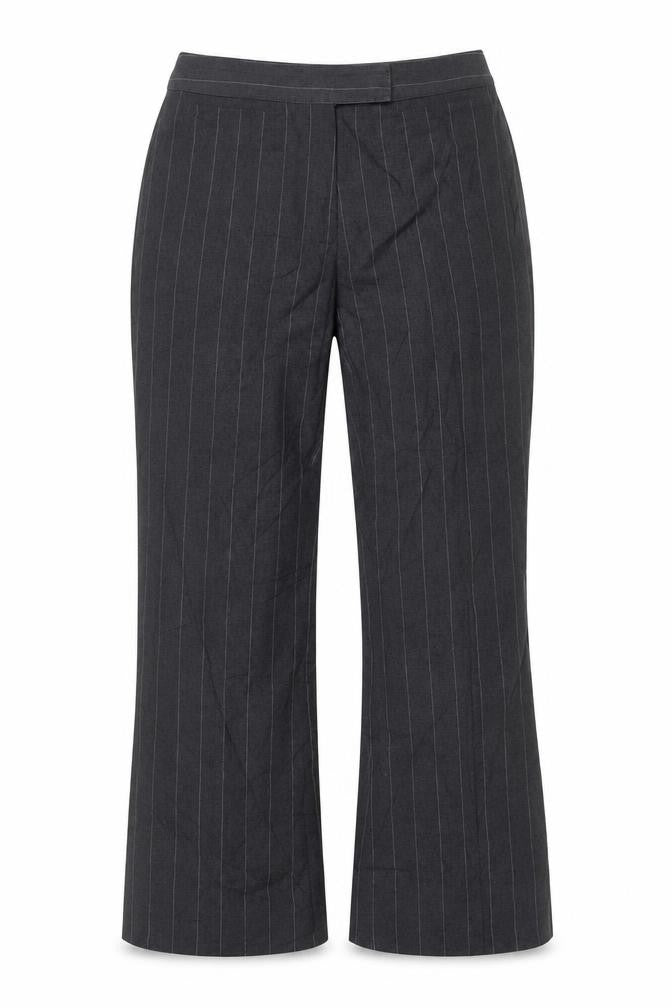 Marks & Spencer Women’s Grey Pinstripe Wide-Leg Trousers Size 10 Long