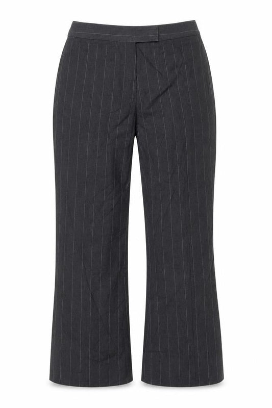 Marks & Spencer Women’s Grey Pinstripe Wide-Leg Trousers Size 10 Long