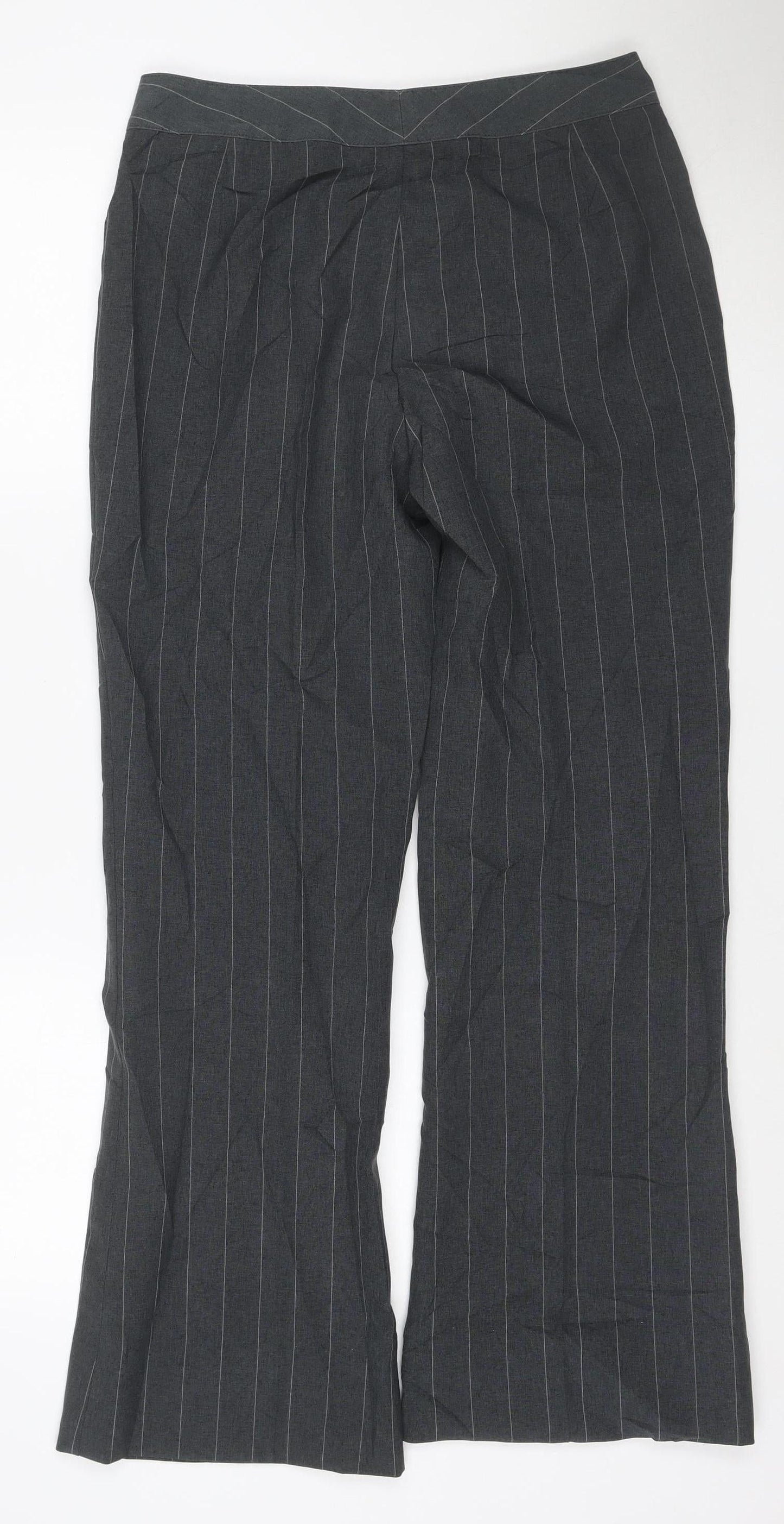 Marks and Spencer Women’s Grey Pinstripe Wide-Leg Trousers Size 10 Long