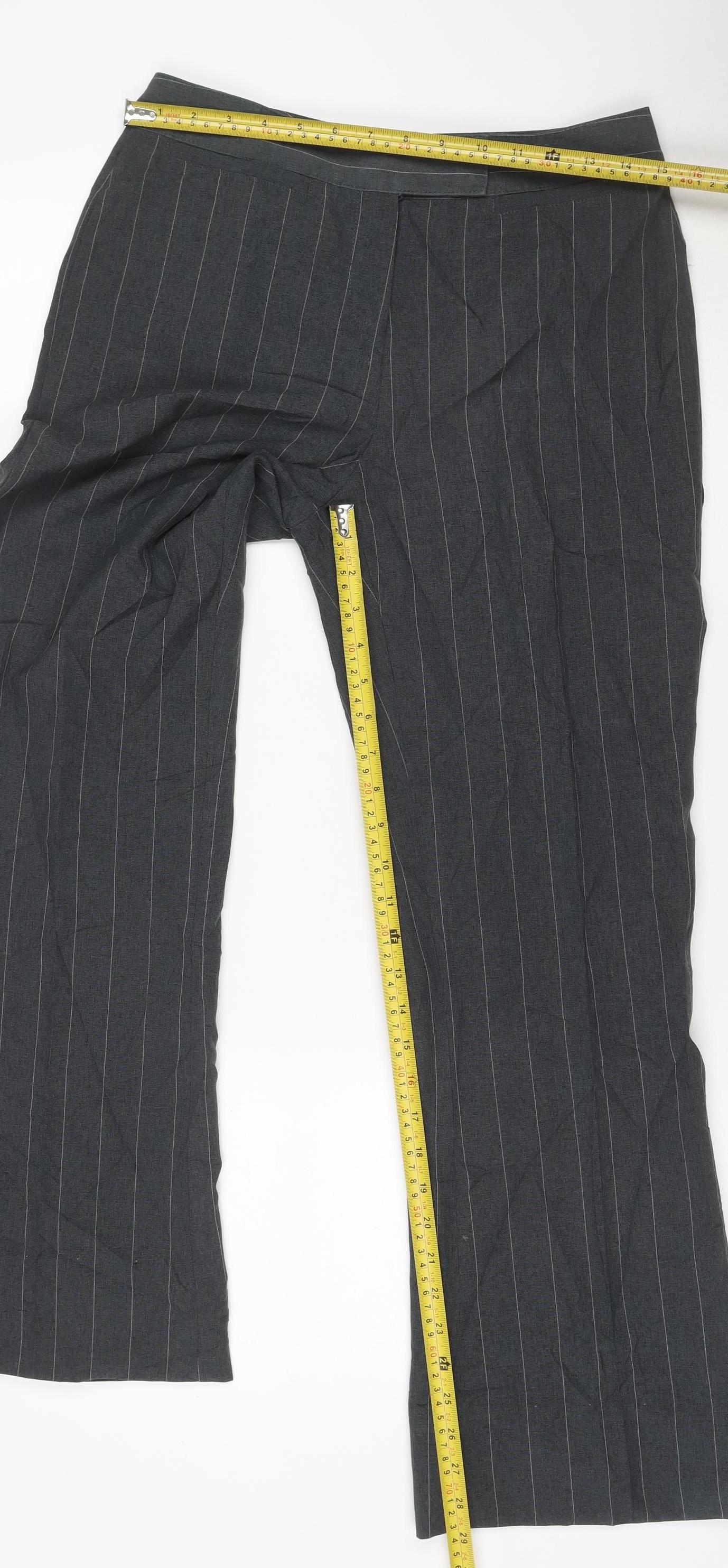 Marks and Spencer Women’s Grey Pinstripe Wide-Leg Trousers Size 10 Long