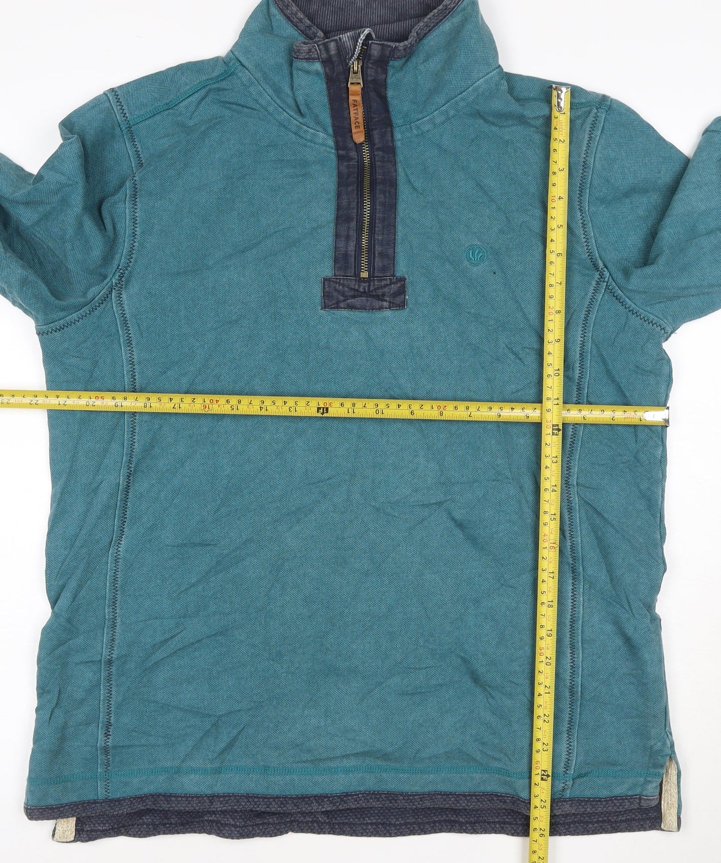 FatFace Men's Blue 1/4 Zip Cotton Henley Sweatshirt Size M