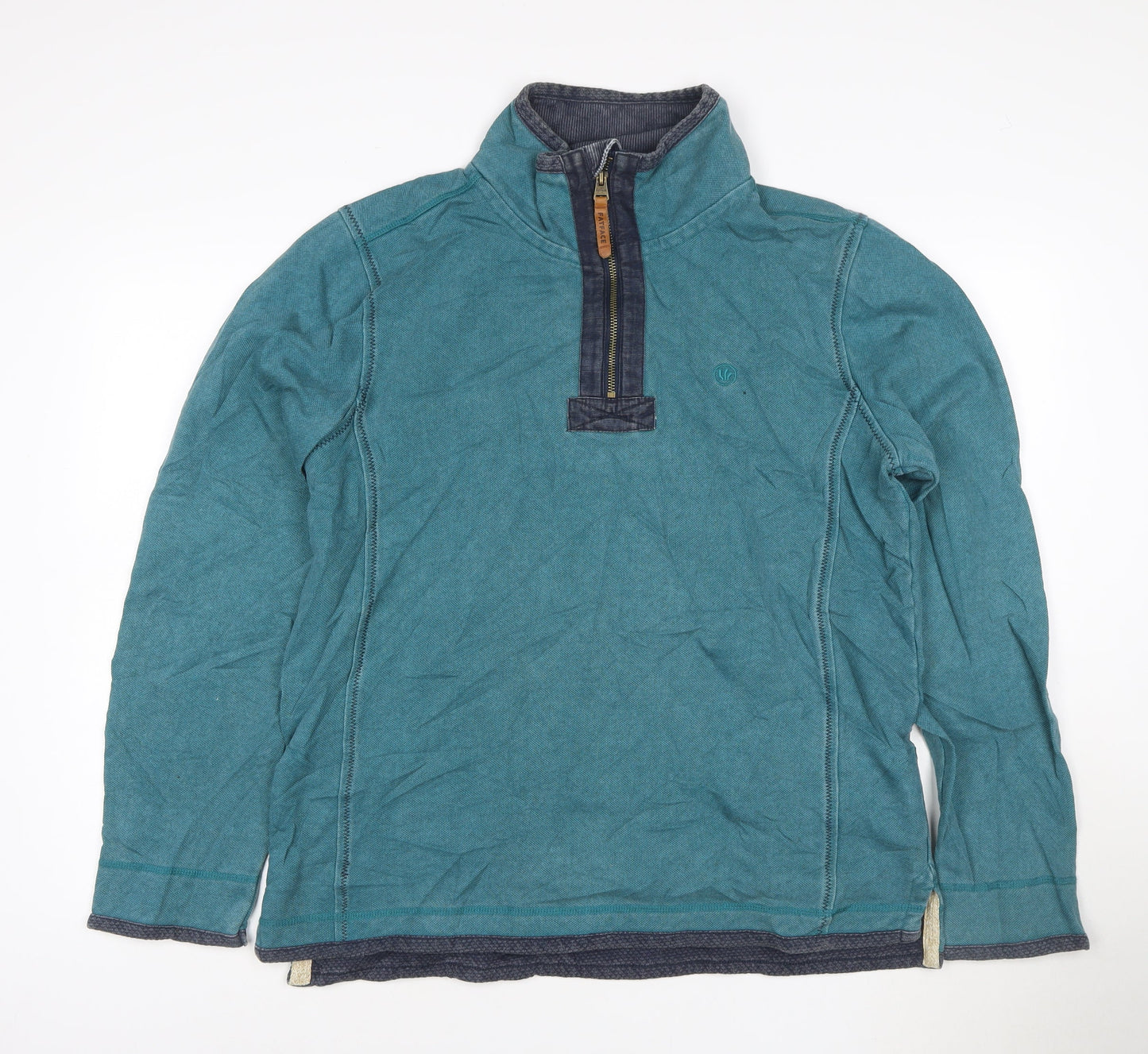 FatFace Men's Blue 1/4 Zip Cotton Henley Sweatshirt Size M