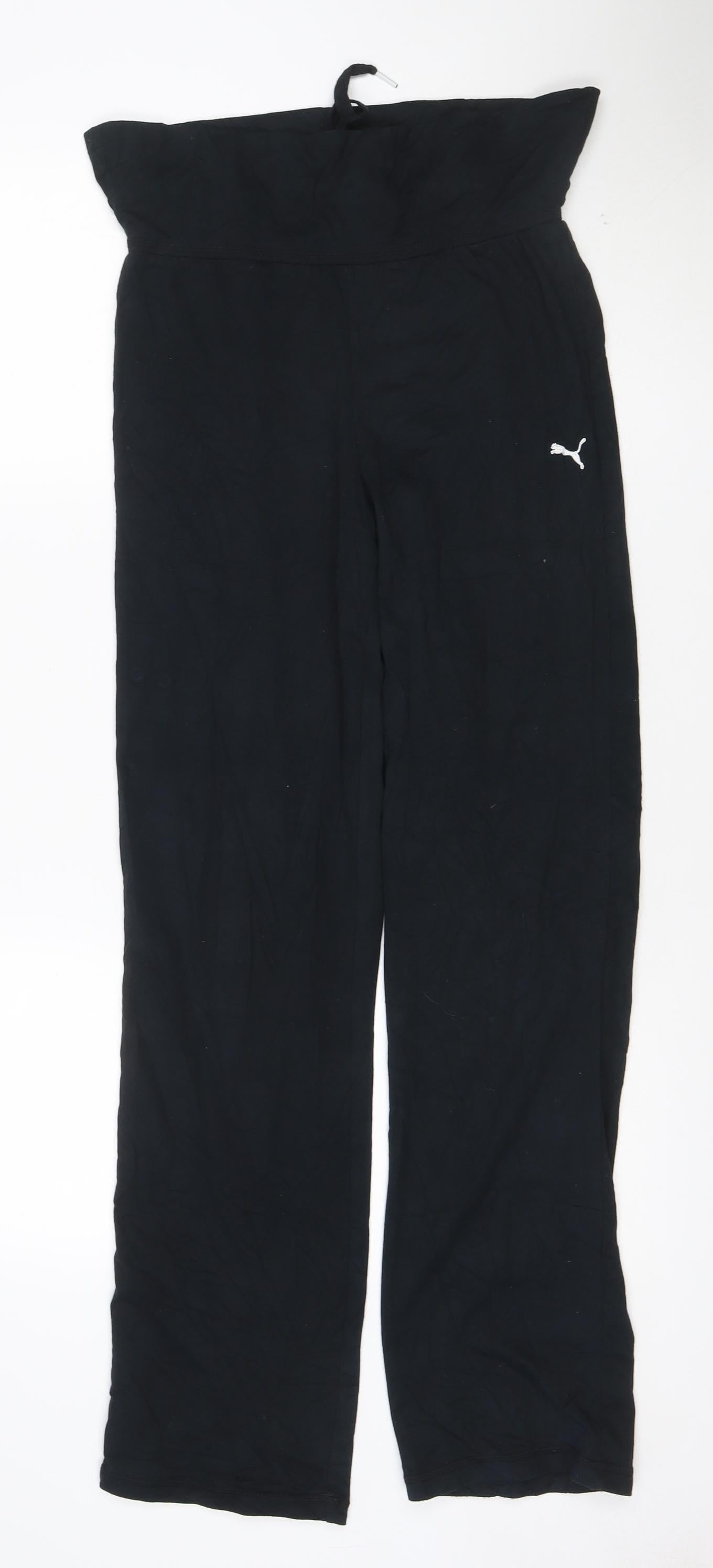 Puma Womens Black Size 8 Track Pants Elastic Waist Activewear