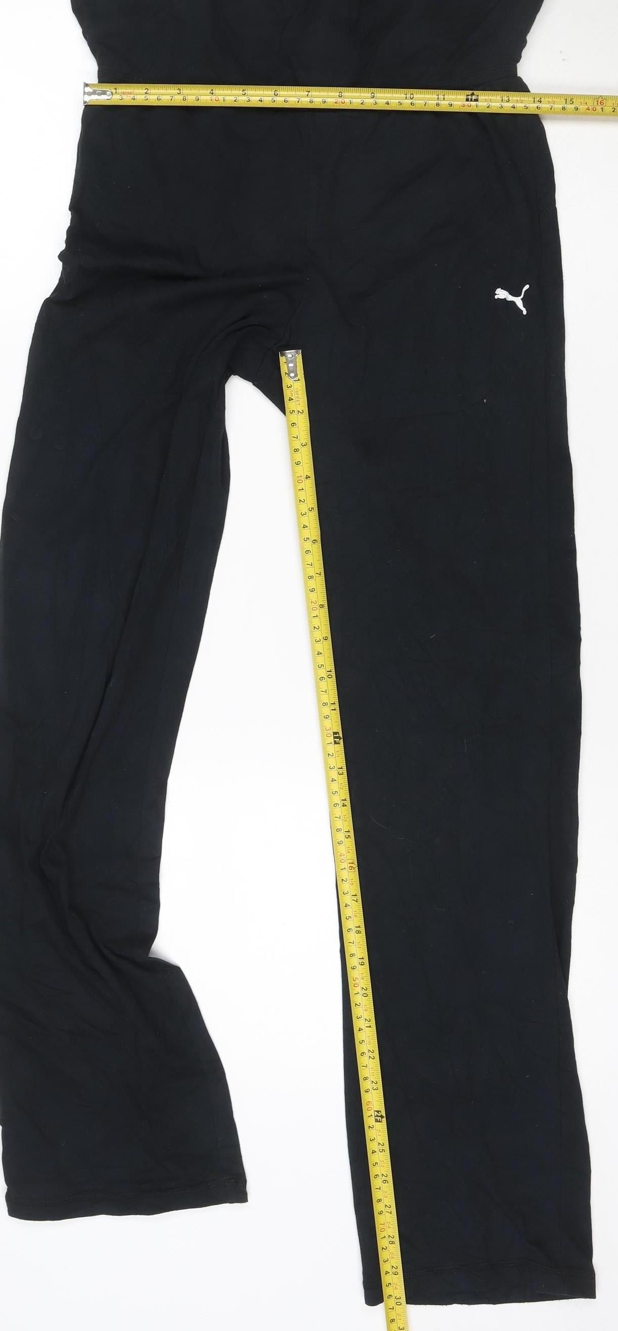 Puma Womens Black Size 8 Track Pants Elastic Waist Activewear