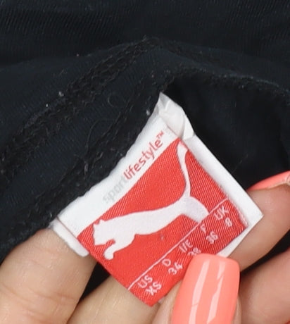 Puma Womens Black Size 8 Track Pants Elastic Waist Activewear