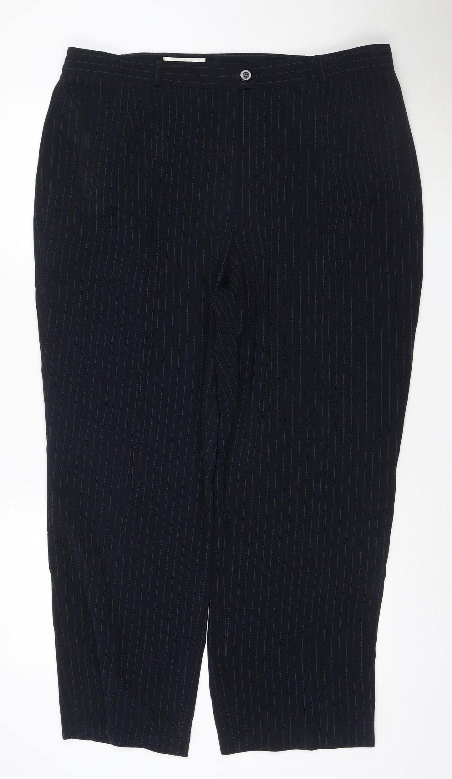 Gerry Weber Womens Navy Pinstripe Straight Leg Trousers UK 16