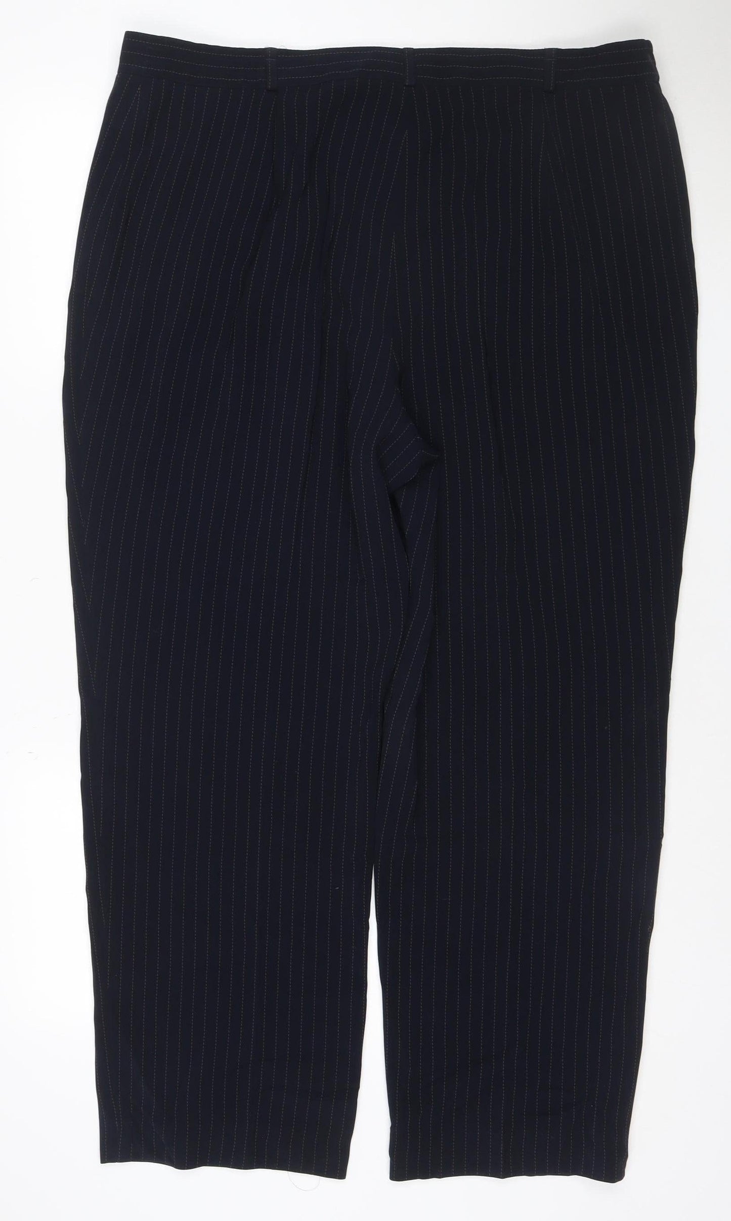 Gerry Weber Womens Navy Pinstripe Straight Leg Trousers UK 16