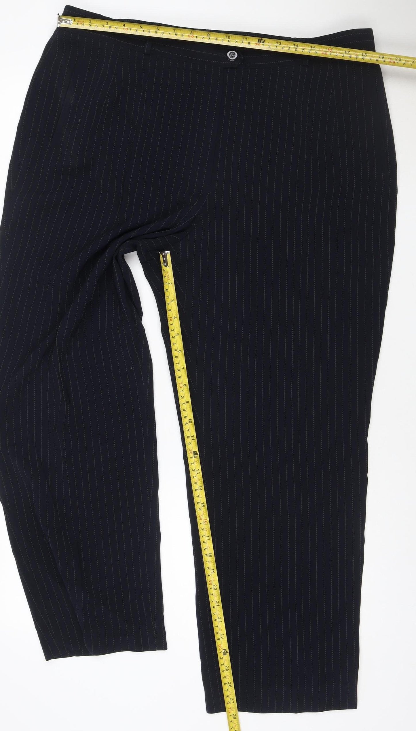 Gerry Weber Womens Navy Pinstripe Straight Leg Trousers UK 16