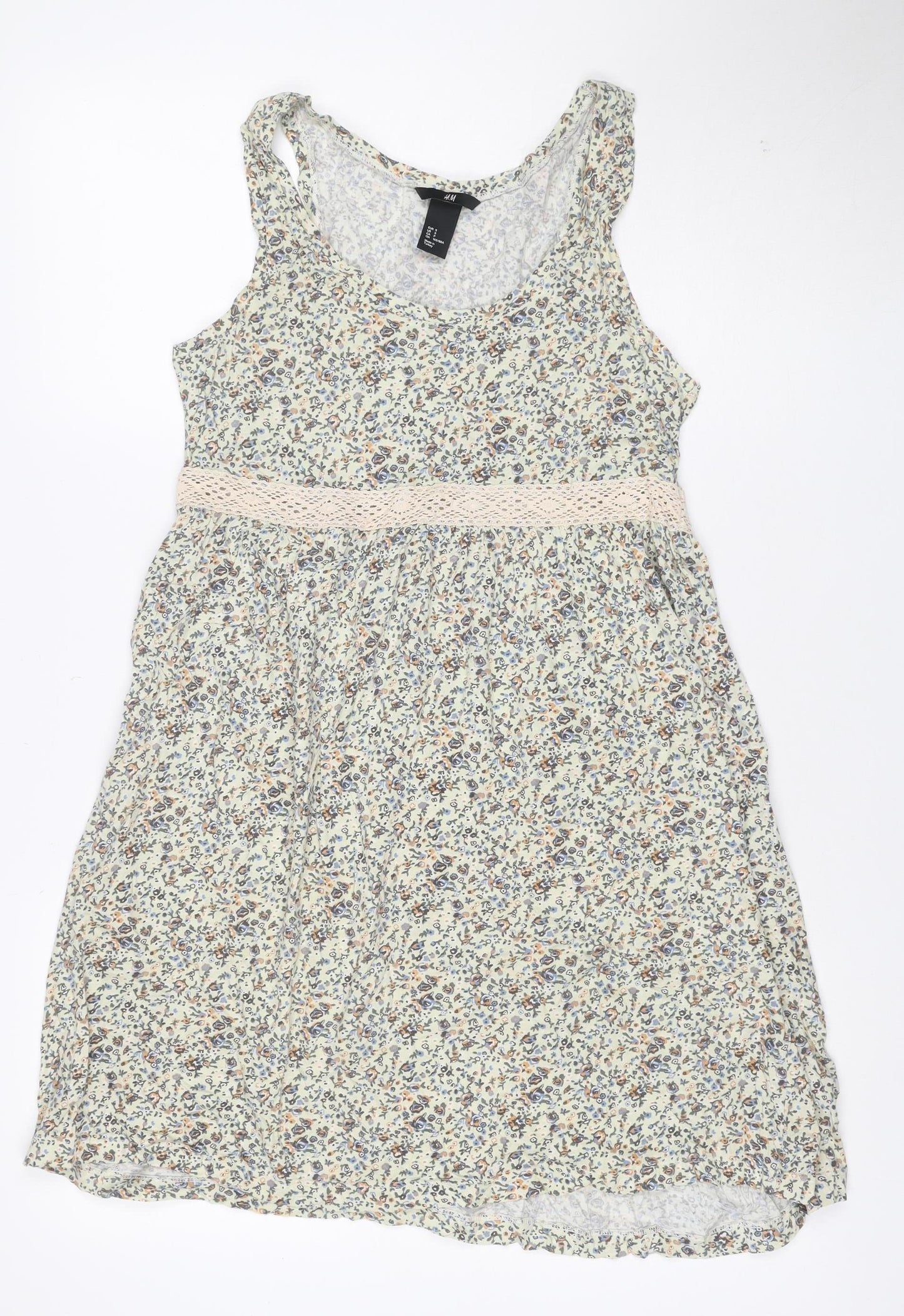 H&M Women's Multicoloured Floral A-Line Sleeveless Cotton Dress Size 8