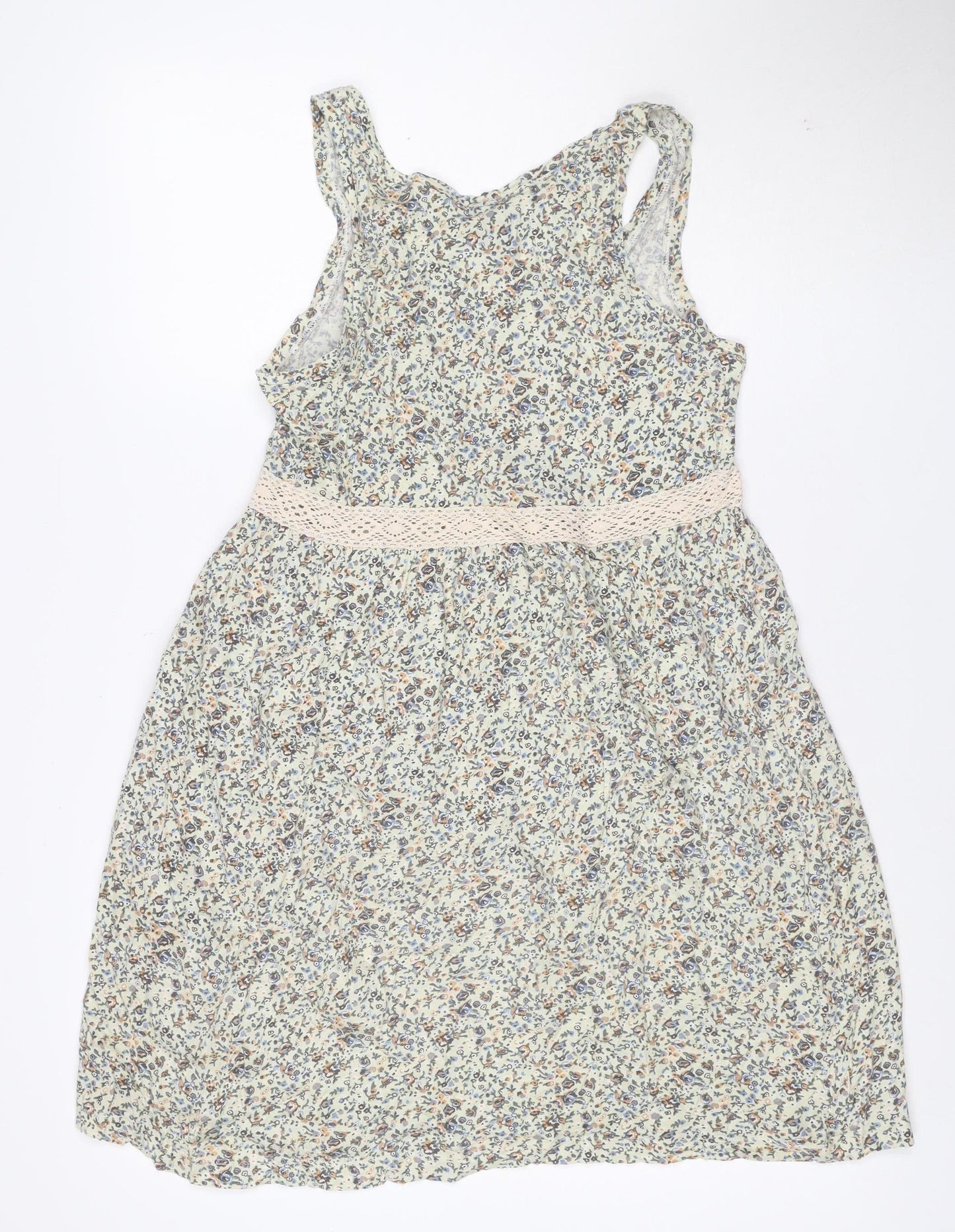 H&M Women's Multicoloured Floral A-Line Sleeveless Cotton Dress Size 8