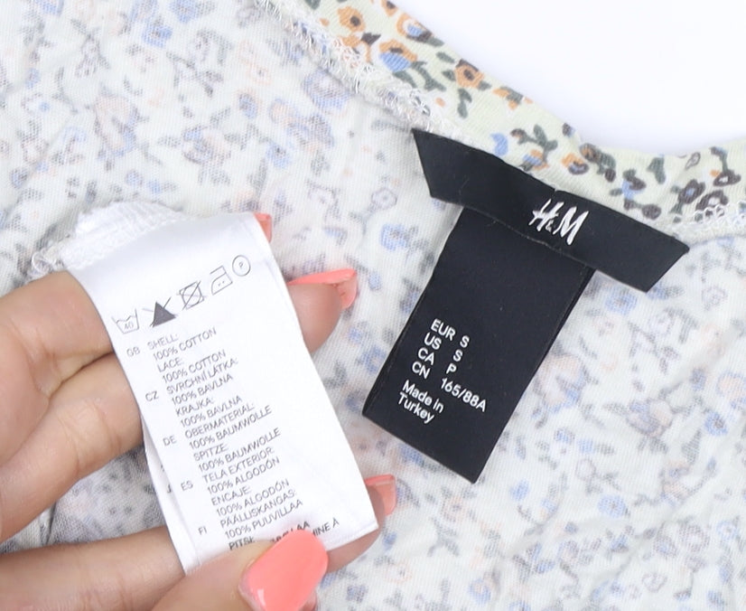 H&M Women's Multicoloured Floral A-Line Sleeveless Cotton Dress Size 8