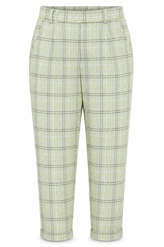 Stradivarius Women Green Check Tapered Jogger Trousers M