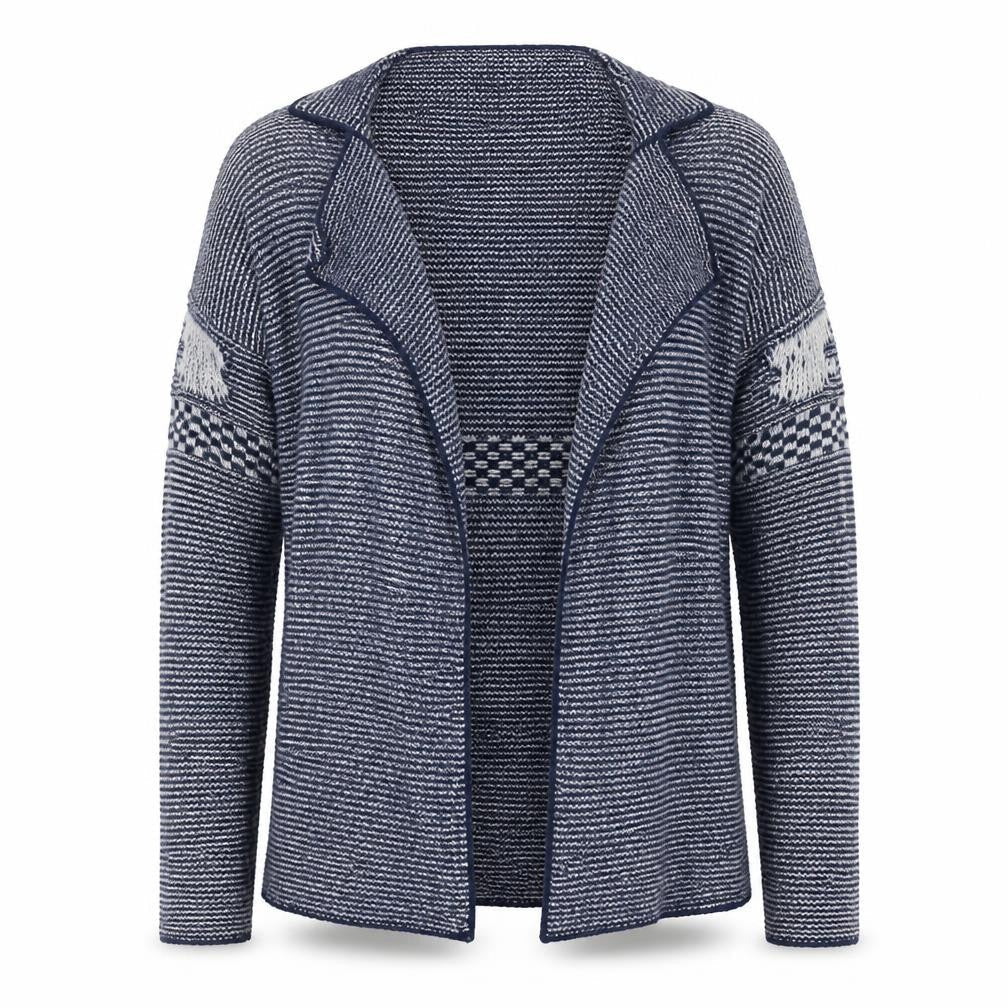 Tommy Hilfiger Women's Blue Striped Open Knit Cardigan Medium