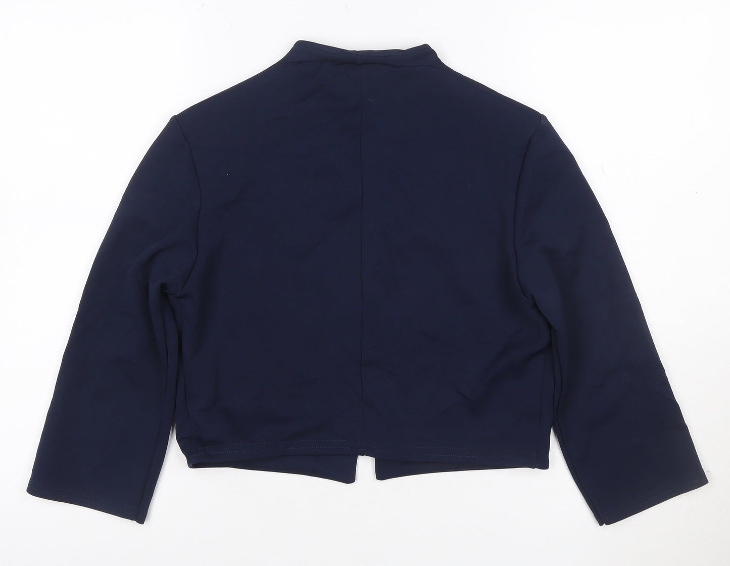 Quiz Women's Navy Blue Cropped Suit Jacket Size 14 Polyester Blend