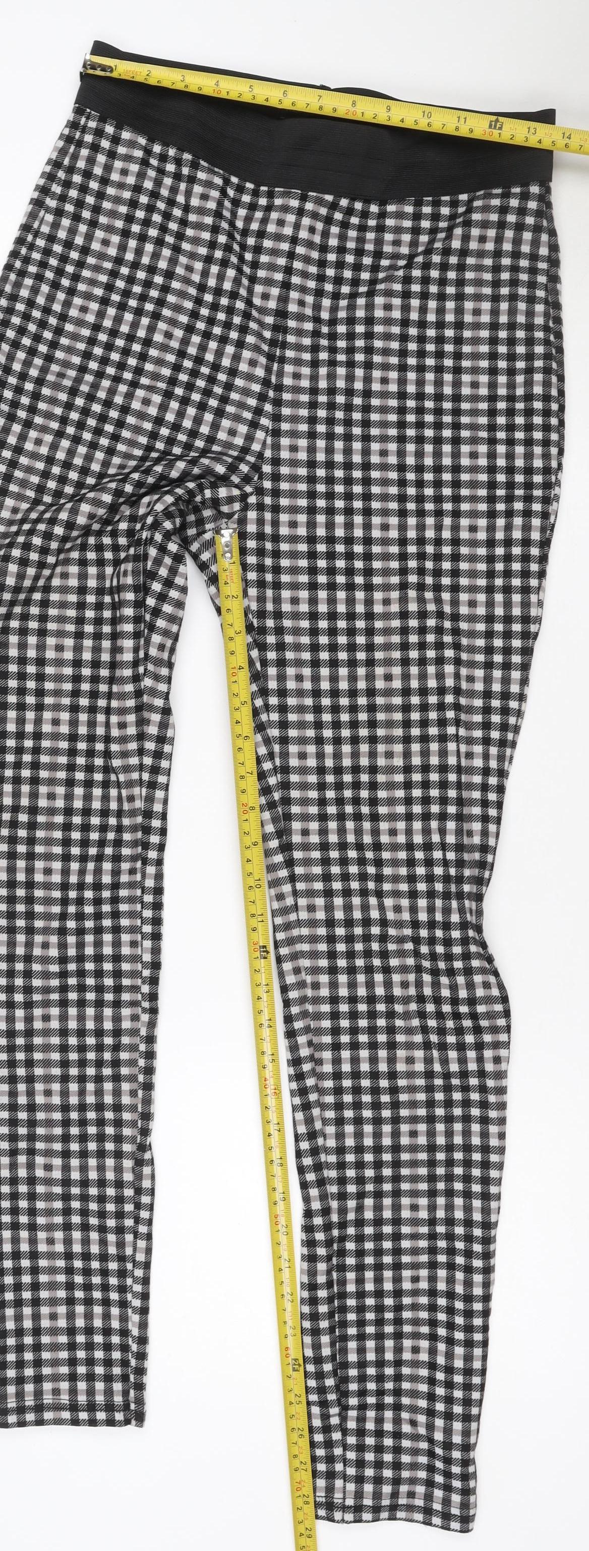 Marks and Spencer Women's Black Check Leggings Size 12 Long