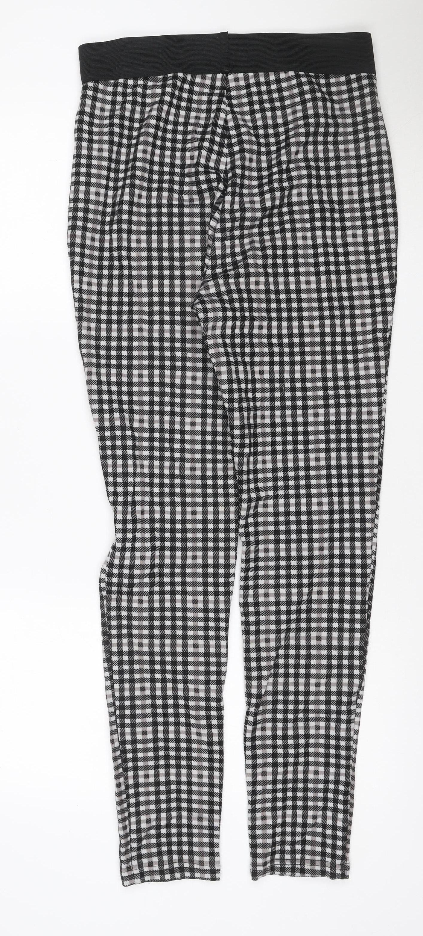 Marks and Spencer Women's Black Check Leggings Size 12 Long