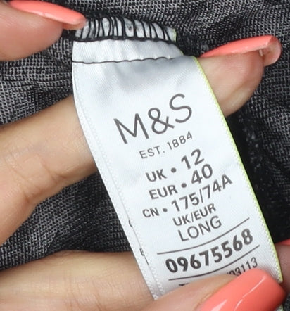 Marks and Spencer Women's Black Check Leggings Size 12 Long