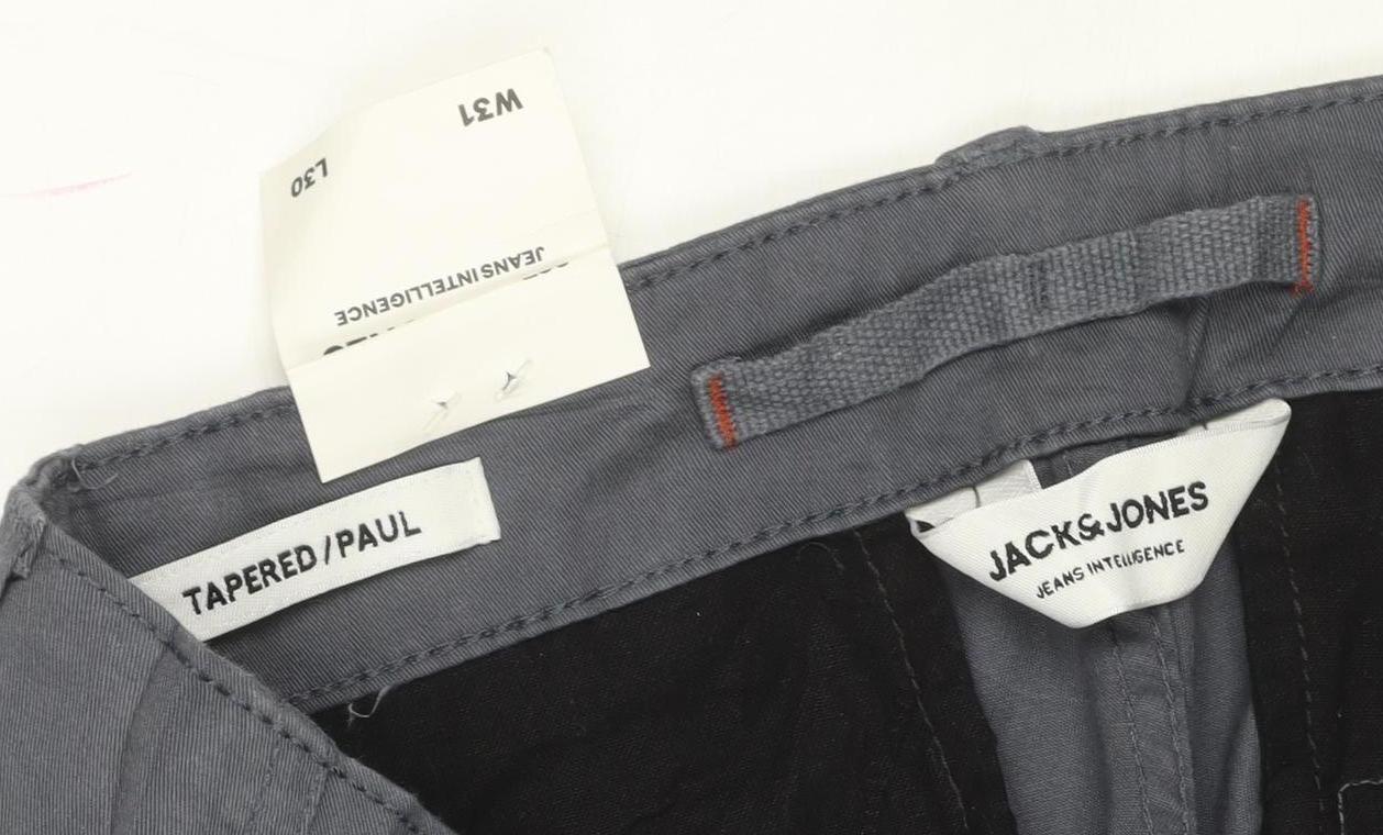 Jack & Jones Men's Grey Tapered Paul Cargo Jeans W31 L30