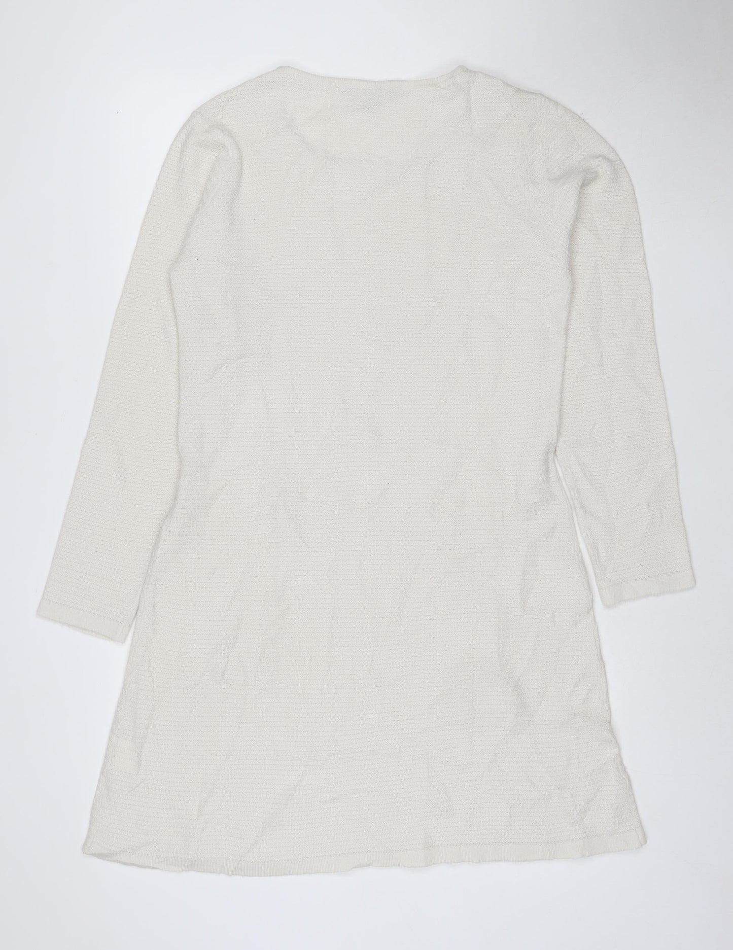 Mountain Warehouse Women Ivory Knit Shift Dress Size 14 Long Sleeve