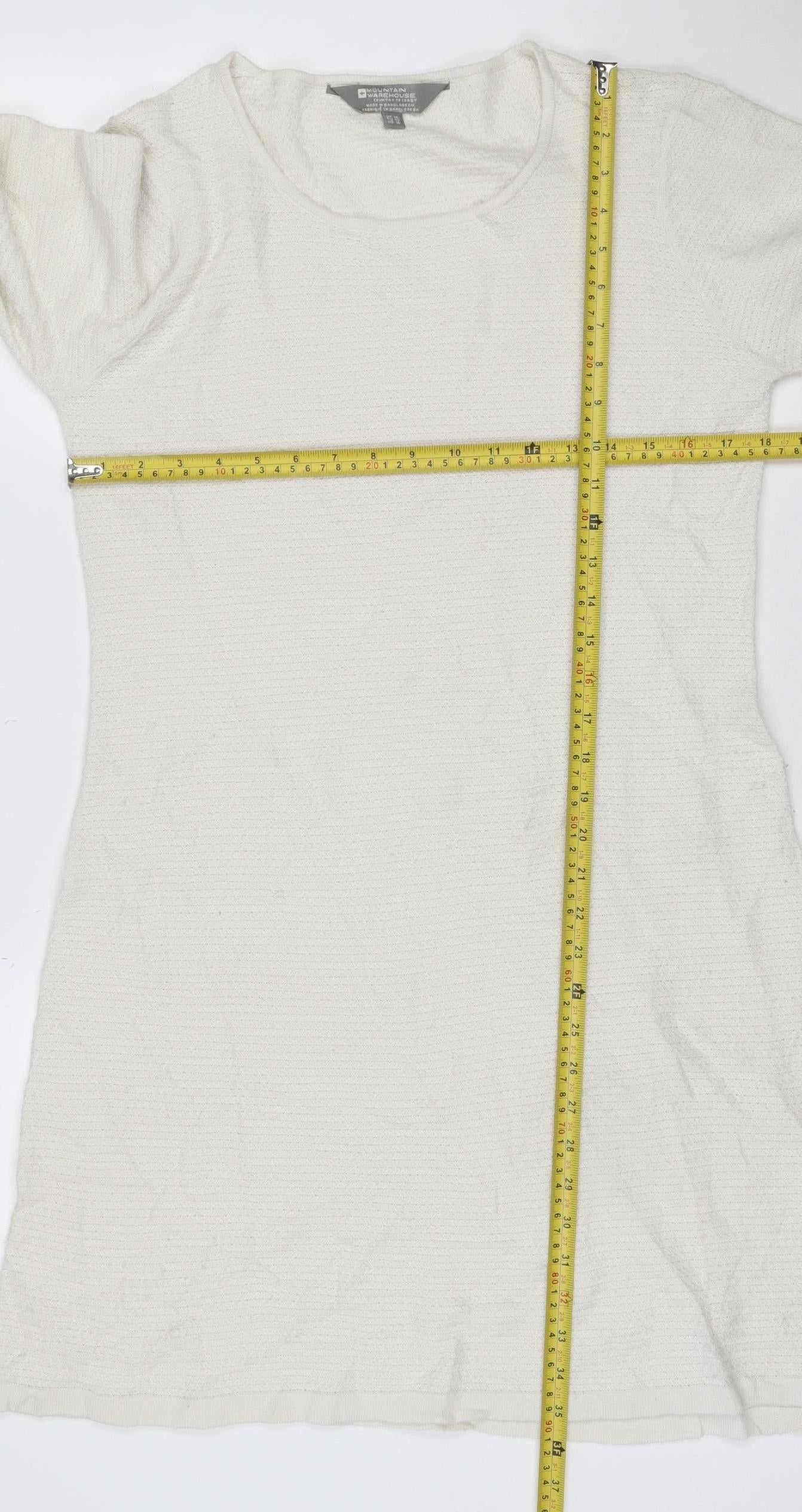 Mountain Warehouse Women Ivory Knit Shift Dress Size 14 Long Sleeve