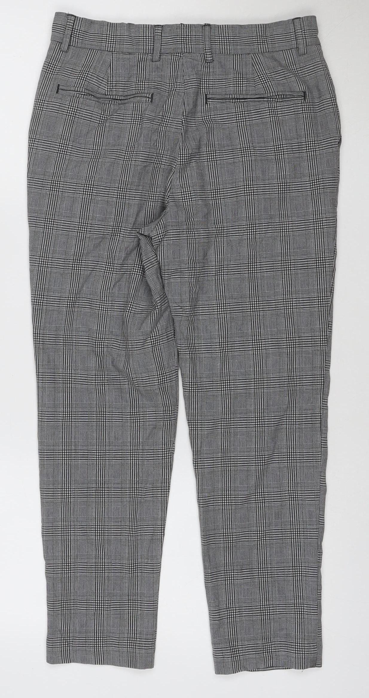 New Look Men's Grey Check Slim Fit Chino Trousers Size M 30R