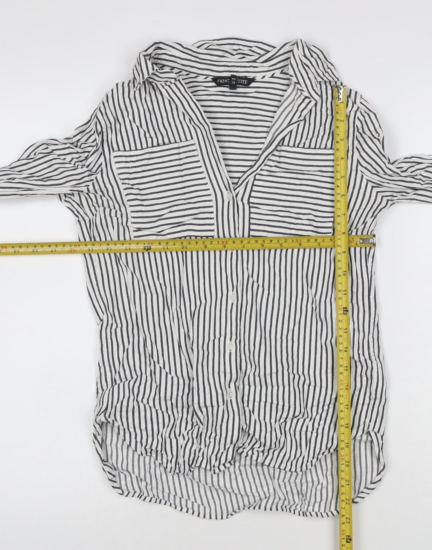 Next Women’s White Striped Cotton Button-Up Shirt Size 6