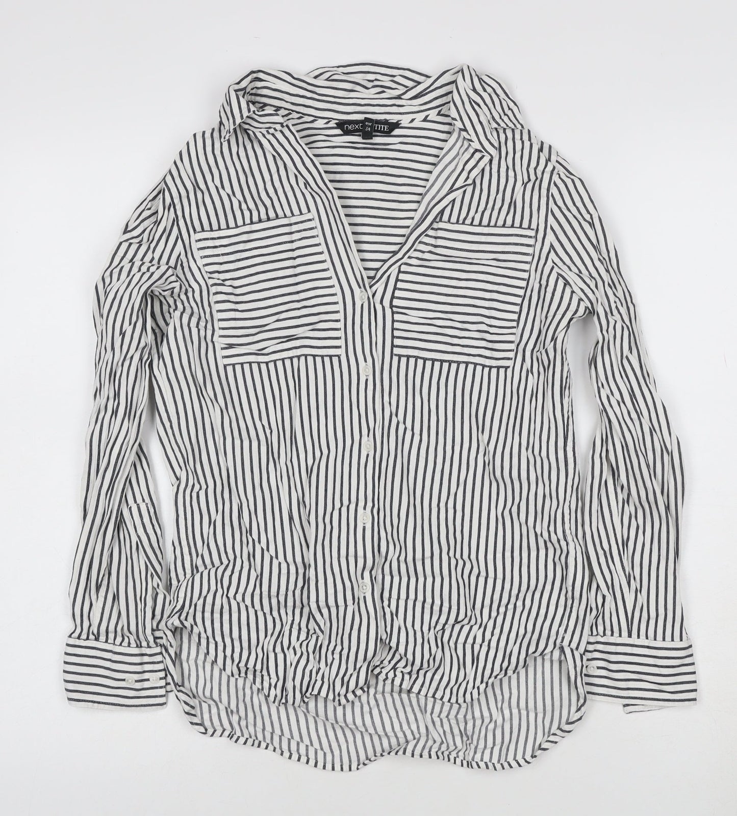 Next Women’s White Striped Cotton Button-Up Shirt Size 6