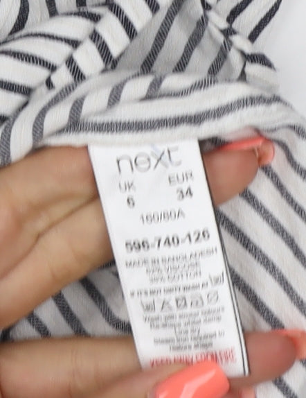 Next Women’s White Striped Cotton Button-Up Shirt Size 6