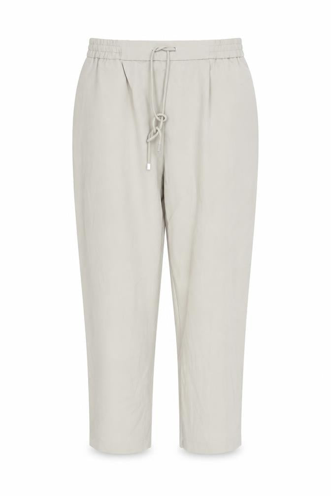 Zara Women Beige Cropped Trousers Size 12 Polyester Drawstring Waist