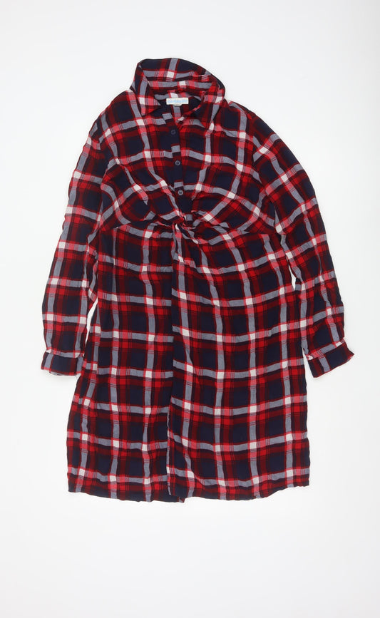 JoJo Maman Bébé Women's Red Check Shirt Dress Maternity Size M