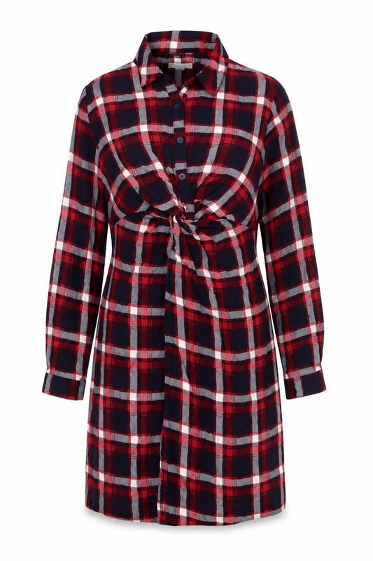 JoJo Maman Bébé Women's Red Check Shirt Dress Maternity Size M