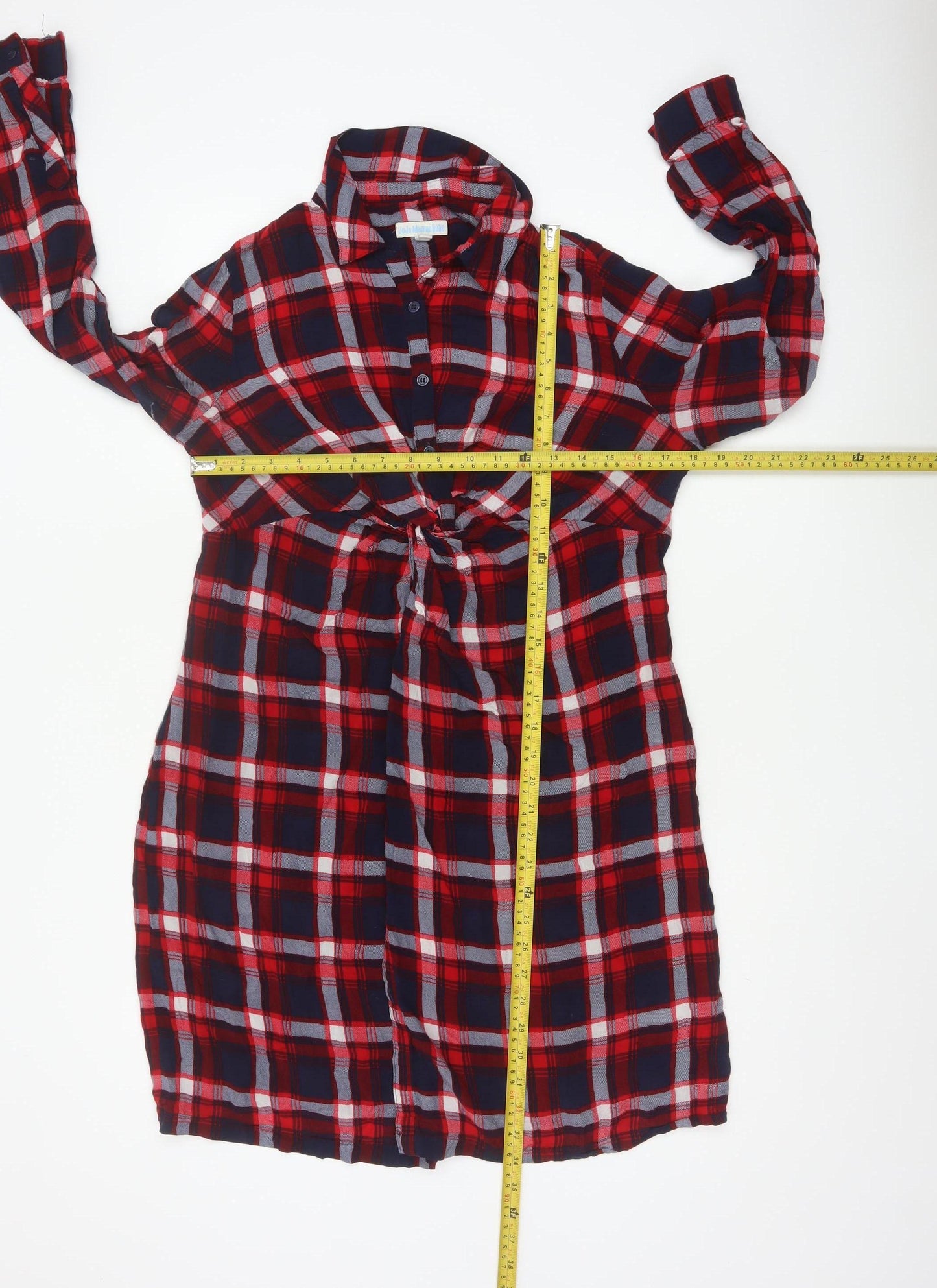 JoJo Maman Bébé Women's Red Check Shirt Dress Maternity Size M