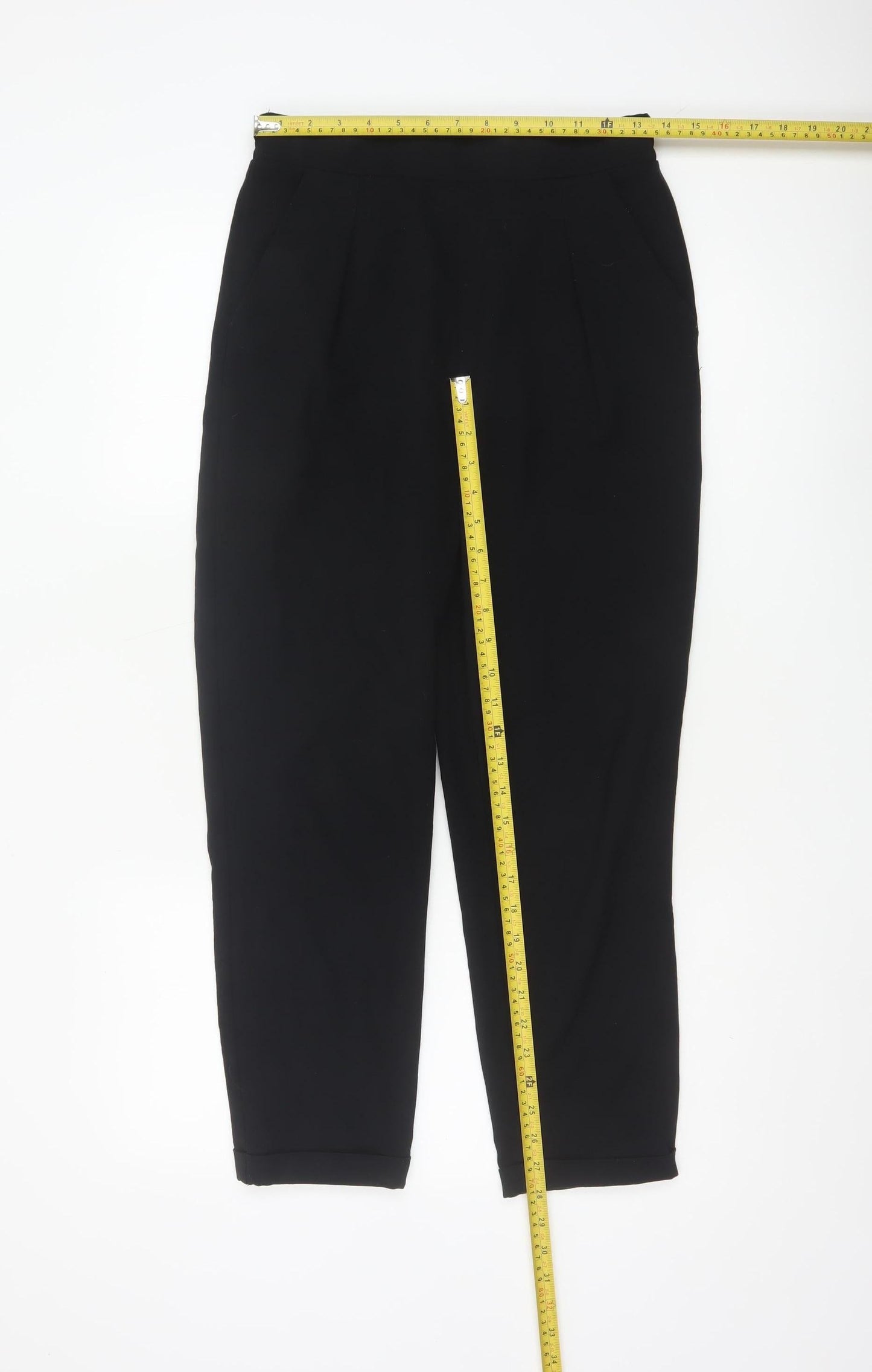 Stradivarius Women’s Black Tapered Elastic Waist Trousers Size S